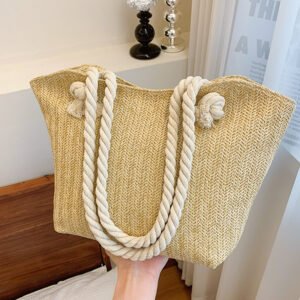 Women’s Fashion Straw Large Capacity Shoulder Handbag