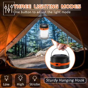 Wanjo Collapsible LED Solar Camping Lights With Free Multifunctional Whistle, Rechargeable Camping Latern, Portable Outdoor Gear For Camping Travel Fishing