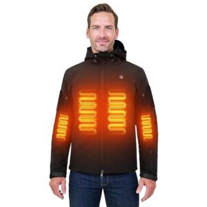 Heated Jacket For Men ANTARCTICA GEAR Winter Coat With 12V 16000mAh Battery Pack, Soft Shell Heating Hood Jacket