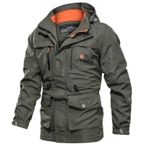 Cross-border AliExpress jacket men’s mid-length casual outdoor hooded plus size jacket men’s jacket spring and autumn