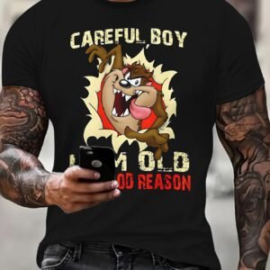 Men’s Squirrel Printed T-shirt – Casual Round Neck, Short Sleeve, Summer Outdoor Shirt, Breathable Polyester Fiber