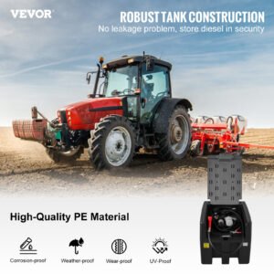 VEVOR Portable Diesel Tank, 58 Gallon Capacity & 10 GPM Flow Rate, Diesel Fuel Tank With 12V Electric Transfer Pump And 13.1ft Rubber Hose, PE Diesel Transfer Tank For Easy Fuel Transportation, Black